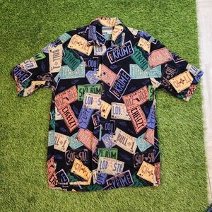 Vinyage 90s Men's Short Sleeve Button-Up Shirt Soft Y2K Semi Formal 1990s